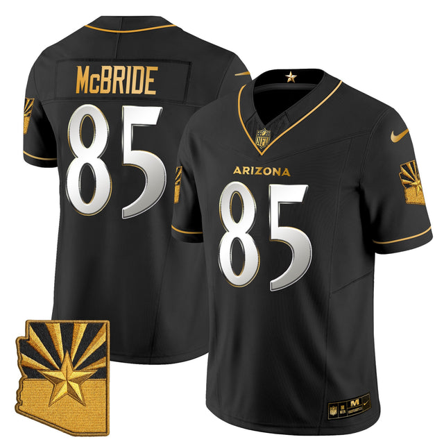 Men's Arizona Cardinals 2025 Rivalries Gold Vapor Limited Jersey - All Stitched - Black Limited - Trey McBride — view 1
