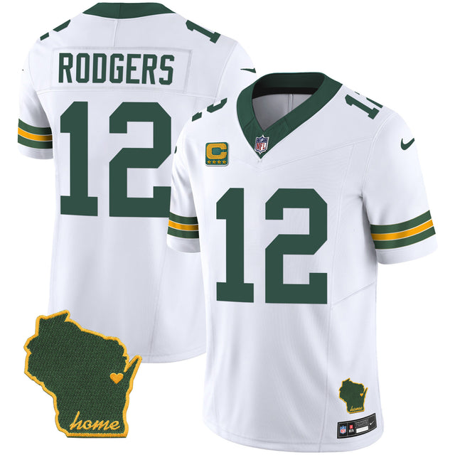 Men's Packers Home Patch Vapor Jersey - All Stitched - White - Aaron Rodgers — view 1