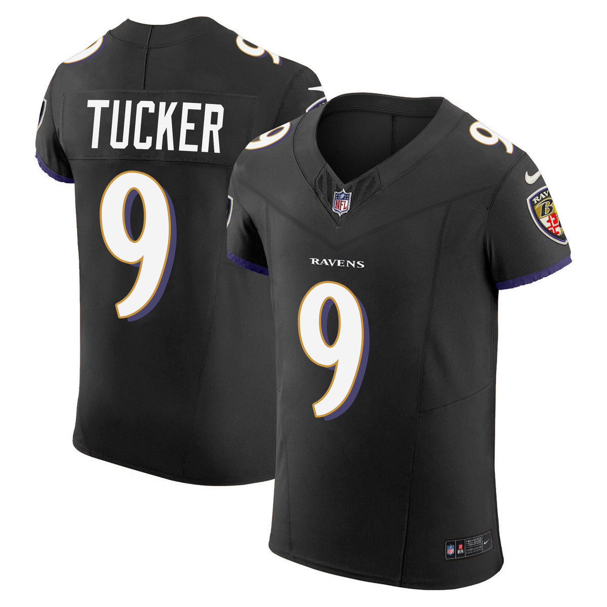 Men's Ravens Vapor Elite Jersey - All Stitched - Black - Justin Tucker — view 1
