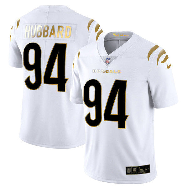 Youth's Cincinnati Bengals Player Vapor Limited Jersey - All Stitched - White Gold - Sam Hubbard — view 1