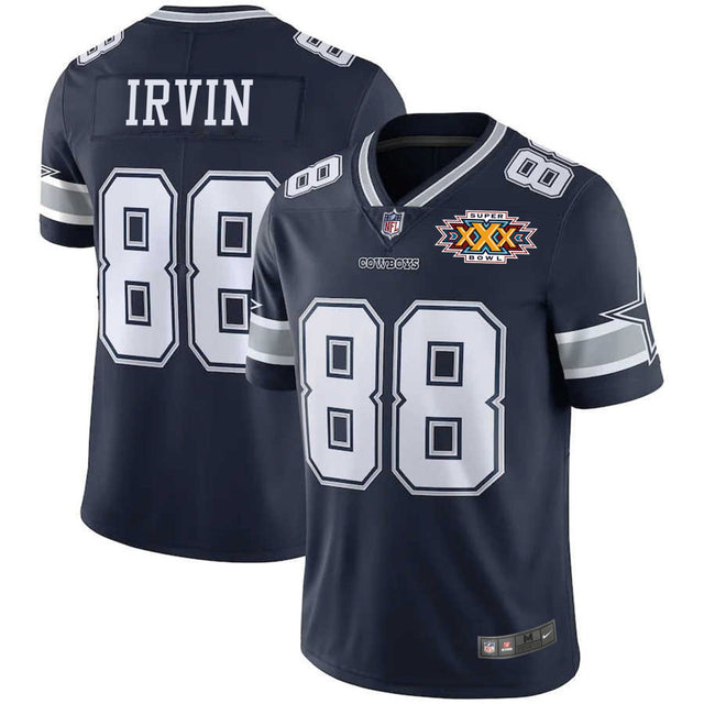 Michael Irvin Dallas Cowboys Navy Super Bowl Patch Jersey - All Stitched - Michael Irvin — view 1