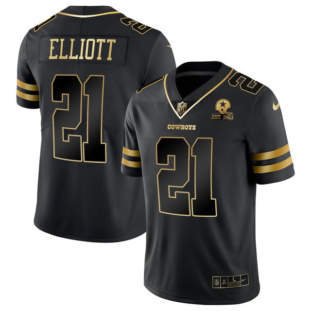 Men's Cowboys Vapor Gold Jersey - All Stitched - Black Gold - Ezekiel Elliott — view 1