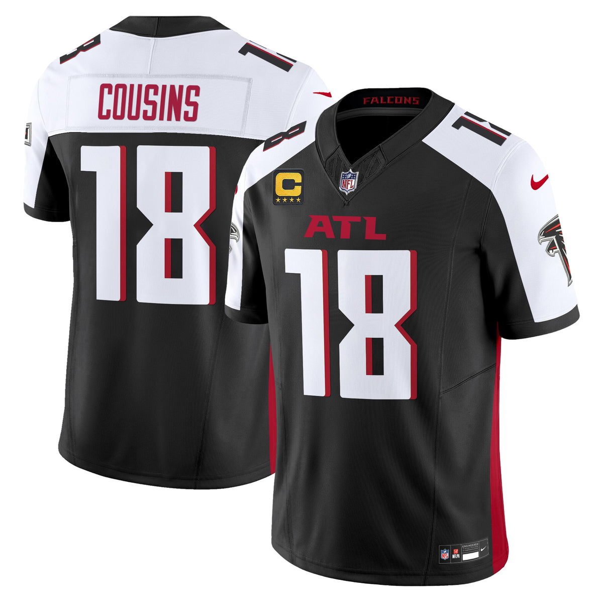 Men's Atlanta Falcons 2024 Vapor Limited Jersey - All Stitched - Black Alternate - Kirk Cousins — view 1