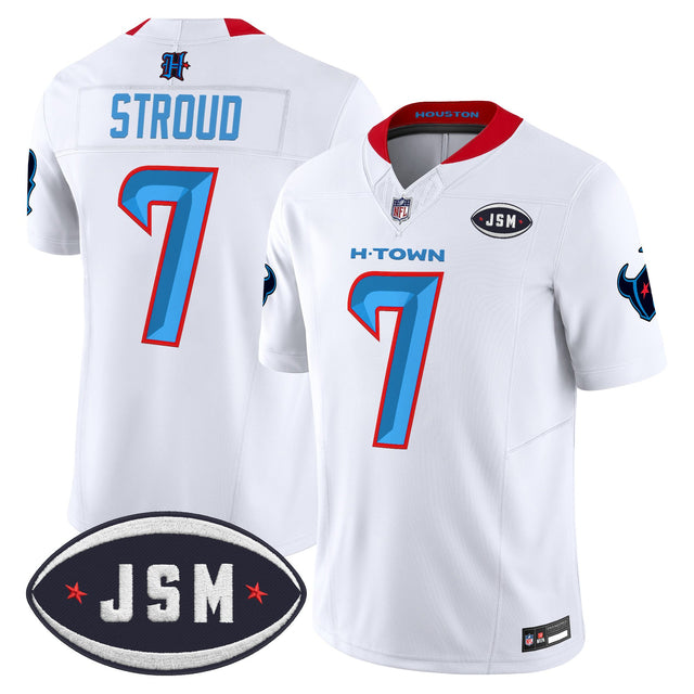 Men's Houston Texan Janice McNair Memorial Patch Vapor Limited Jersey - All Stitched - White - C.J. Stroud — view 1