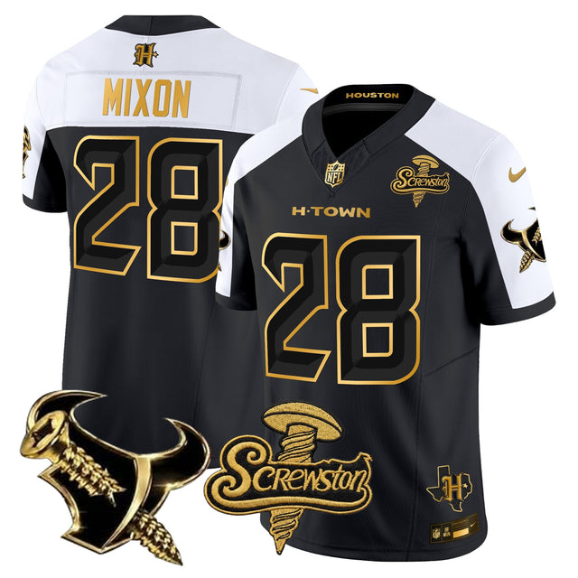 Men's Houston Texans DJ Screw Gold Vapor Limited Jersey - All Stitched - Alternate - Joe Mixon — view 1