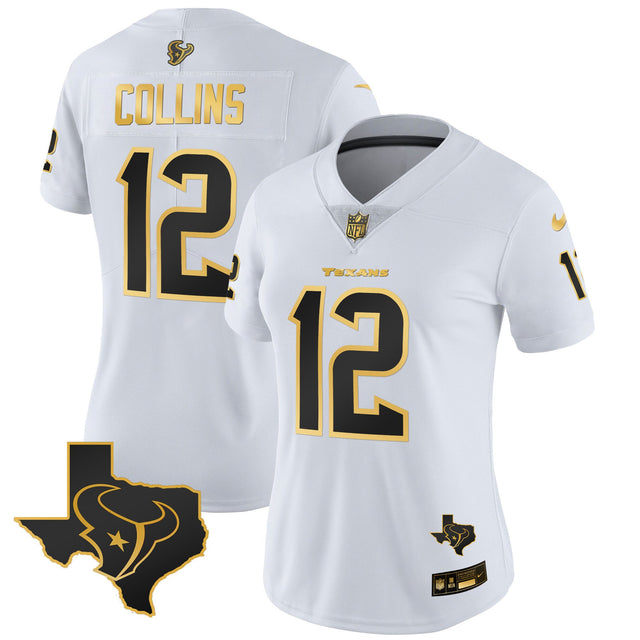 Women's Houston Texans Gold Vapor Limited Jersey - All Stitched - White Gold - Nico Collins — view 1