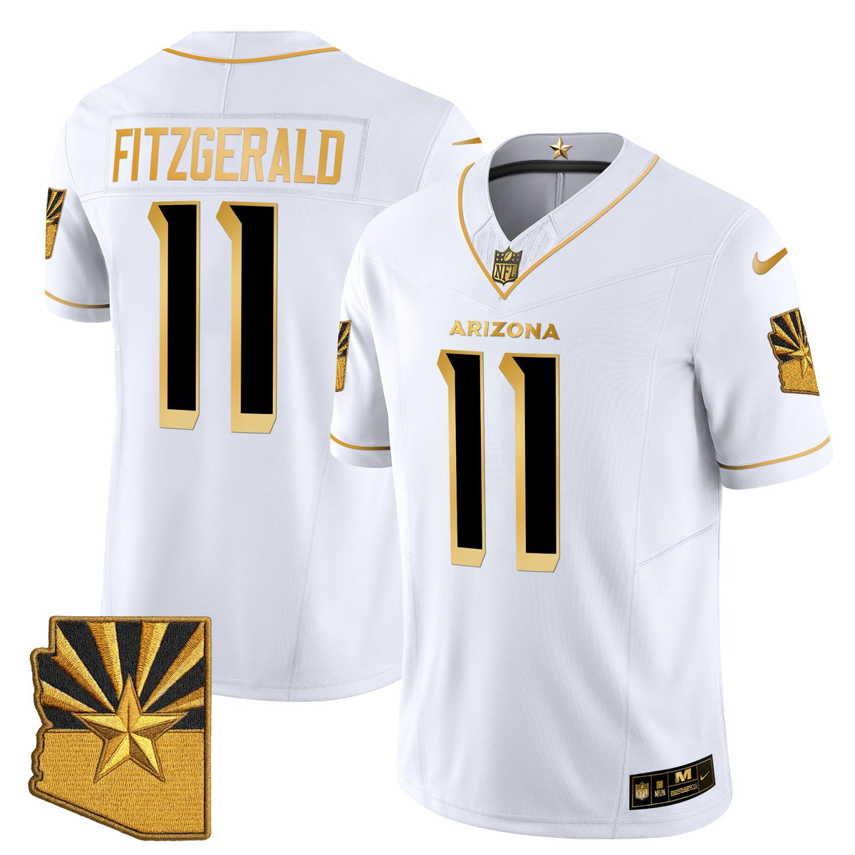 Men's Arizona Cardinals 2025 Rivalries Gold Vapor Limited Jersey - All Stitched - White Gold - Larry Fitzgerald — view 1