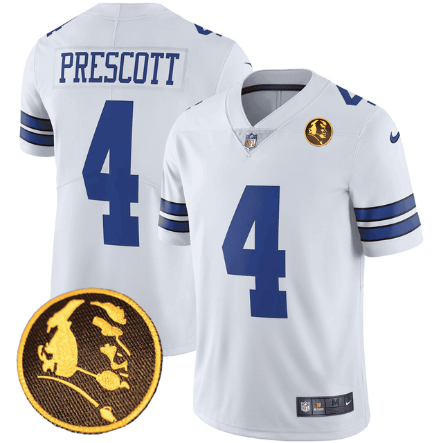 Men's Dallas Cowboys John Madden Honoring Patch Jersey - All Stitched - White - Dak Prescott — view 1