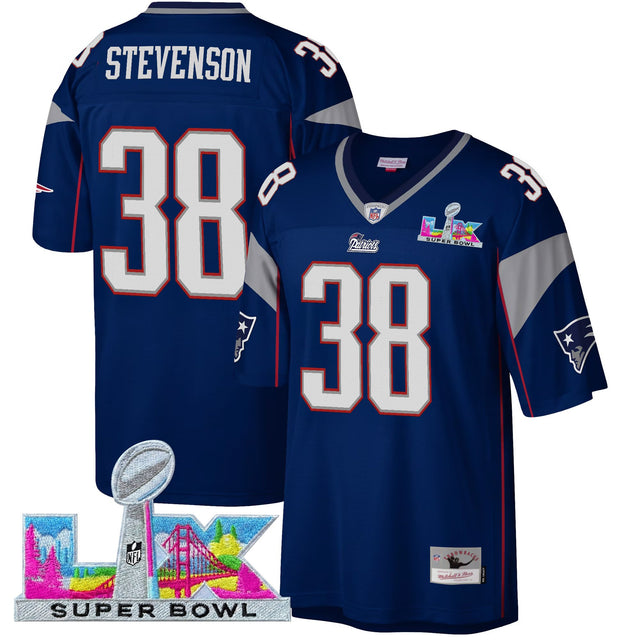 Men's New England Patriots Super Bowl LX Throwback Jersey - All Stitched - Royal - Rhamondre Stevenson — view 1