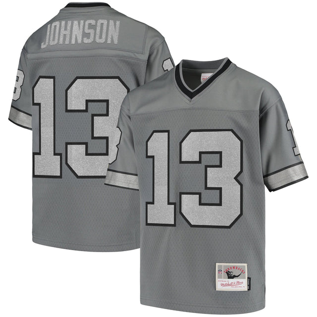 Men's Buffalo Bills Throwback Player Jersey - All Stitched - Charcoal - Stevie Johnson — view 1