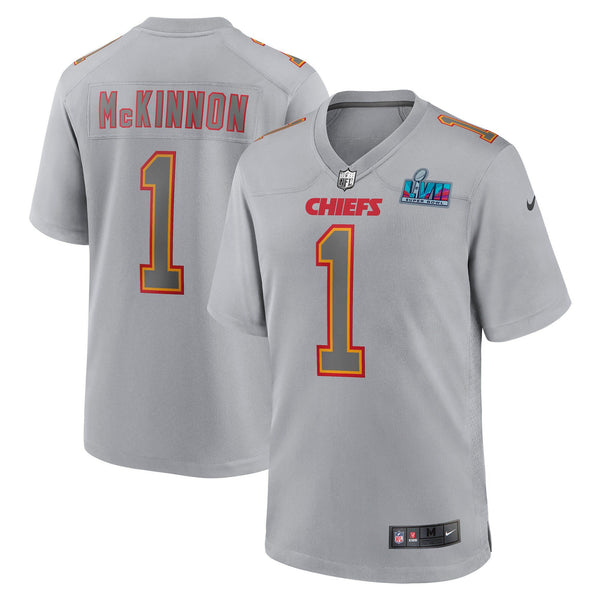 Chiefs Super Bowl LVII Patch Game Jersey Gray - All Stitched - Jerick McKinnon — view 1