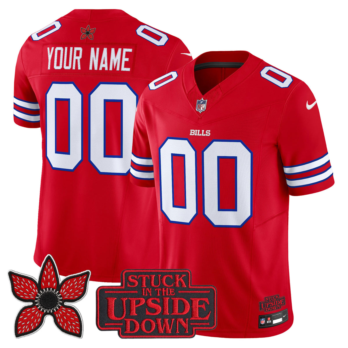 Buffalo Bills 'Stranger Things Edition' Vapor Limited Custom Jersey V2 - All Stitched - Red — view 1