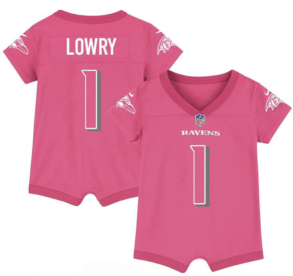 Baltimore Ravens Pink Custom Outerstuff Infant Jersey - All Stitched - Pink — view 1