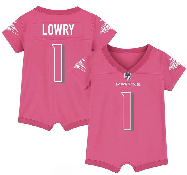 Baltimore Ravens Pink Custom Outerstuff Infant Jersey - All Stitched - Pink — view 1