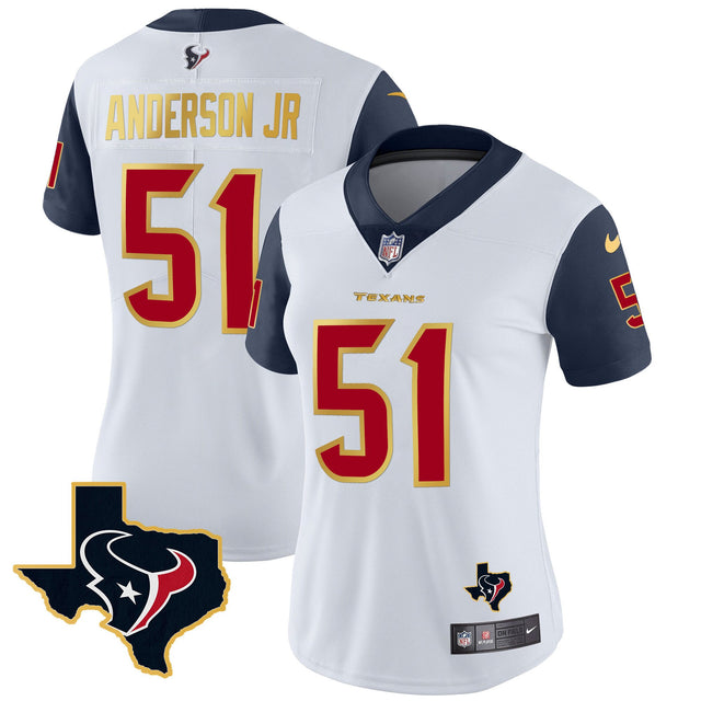 Women's Houston Texans Gold Trim Vapor Jersey - All Stitched - Navy Sleeves - Will Anderson Jr — view 1