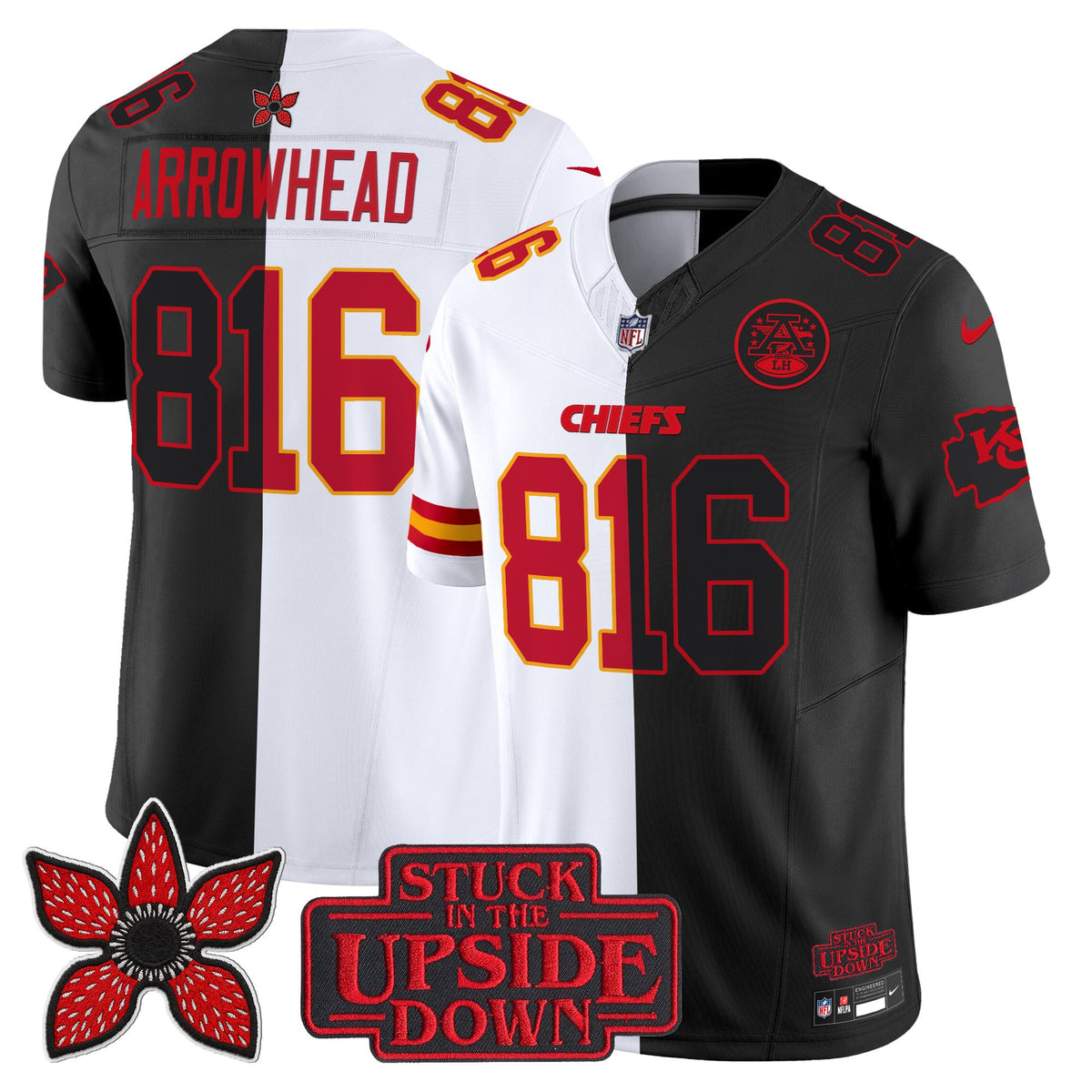Men's Kansas City Chiefs 'Upside Down Edition' Vapor Limited Jersey - All Stitched - White-Black - Arrowhead 816 — view 1