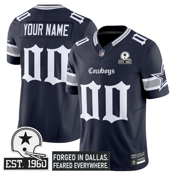 Dallas Cowboys 'Gothic Lone Star Edition' Vapor Limited Custom Jersey - All Stitched - Navy — view 1