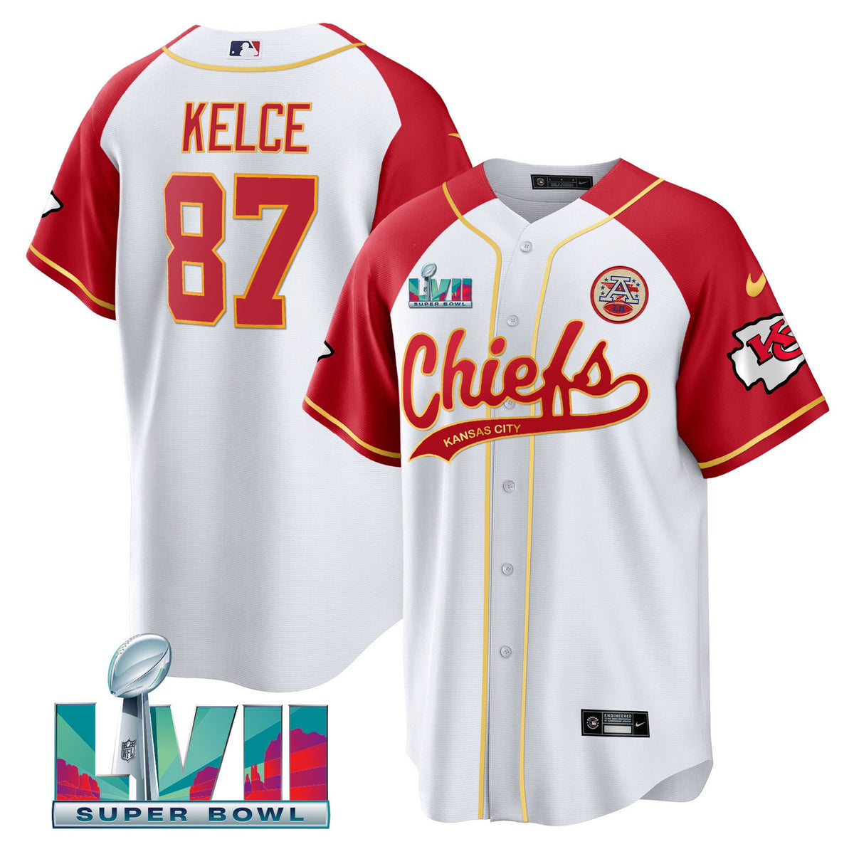 Men's Chiefs Super Bowl LVII Alternate Cool Base Jersey - All Stitched - White - Travis Kelce — view 1