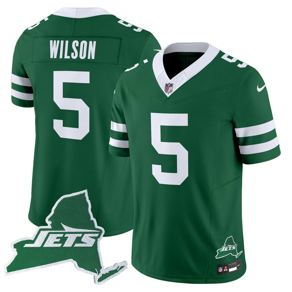 Men's New York Jets Home Patch Vapor Legacy Limited Jersey - All Stitched - Green - Garrett Wilson — view 1