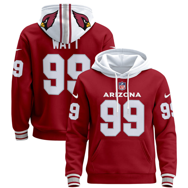Men's Arizona Cardinals 2024 Pullover Hoodie - All Stitched - Red - J.J. Watt — view 1