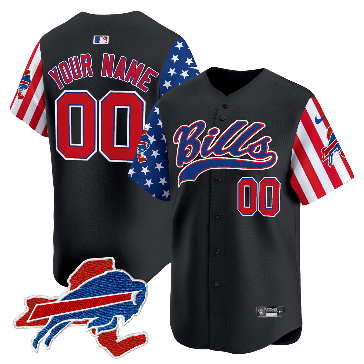 Buffalo Bills 2024 American Style Vapor Baseball Custom Jersey - All Stitched - Black — view 1