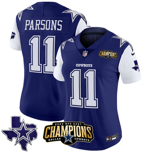 Women's Cowboys 2023 NFC East Champions Patch Vapor Jersey - All Stitched - Royal - Micah Parsons — view 1
