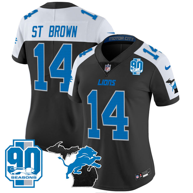 Women's Detroit Lions 2024 Michigan & 90th Year Patch Vapor Jersey - All Stitched - Alternate - St. Brown — view 1