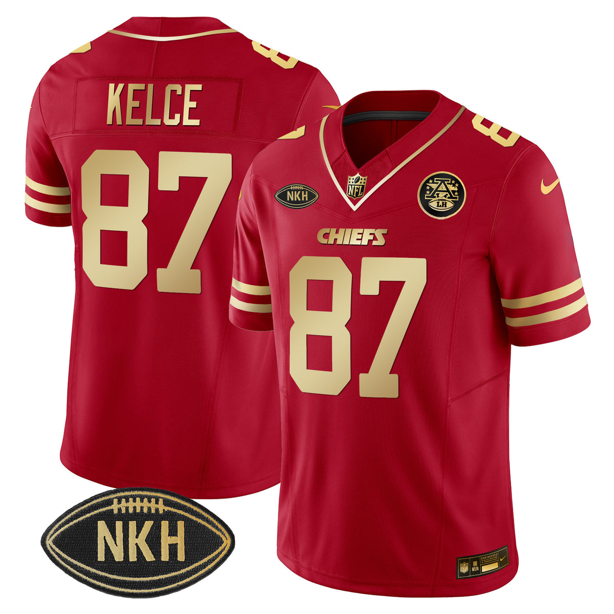 Chiefs NKH Patch Red Gold 2023 Vapor Limited Jersey - All Stitched - Travis Kelce — view 1