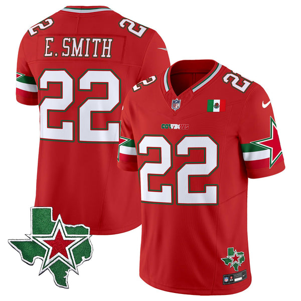 Men's Dallas Cowboys 2025 Mexico Vapor Limited Jersey - All Stitched - Red - Emmitt Smith — view 1
