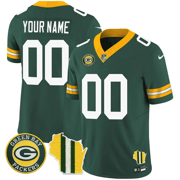 Green Bay Packers Wisconsin State Patch Vapor Limited Jersey - All Stitched - Green — view 1
