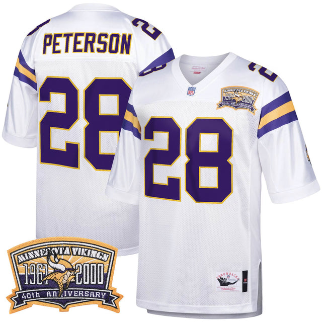 Men's Minnesota Vikings Throwback Player Jersey - All Stitched - White Retired - Adrian Peterson — view 1