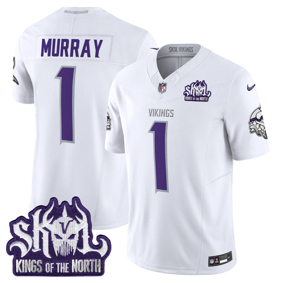 Men's Minnesota Vikings King Of The North Patch Throwback Vapor Limited Jersey - All Stitched - Winter Warrior - Kyler Murray — view 1