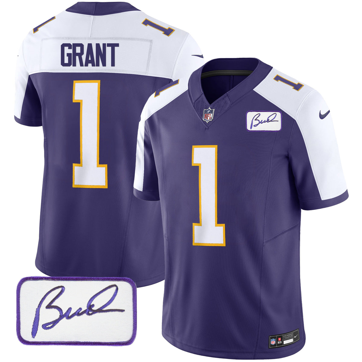Men's Vikings Bud Grant Patch Classic Limited Jersey - All Stitched - Alternate - Bud Grant — view 1