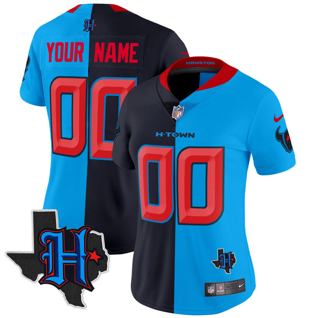 Houston Texans 2024 Texas Patch Vapor Limited Custom Jersey V2 - All Stitched - Split — view 1