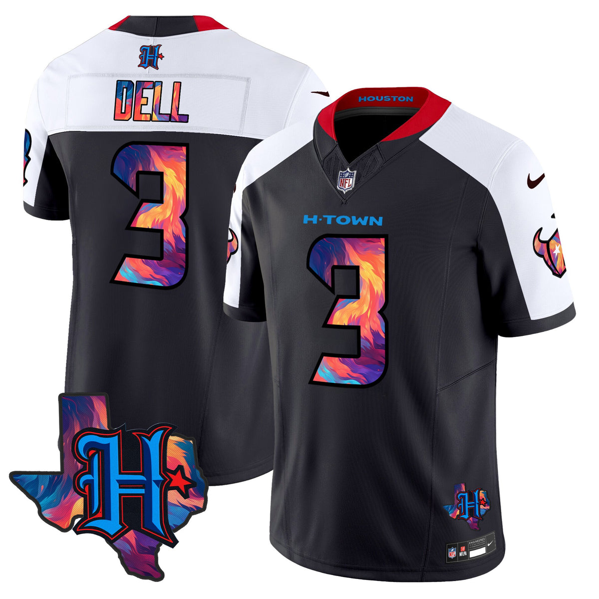 Men's Houston Texans 2024 Special Vapor Limited Jersey - All Stitched - Navy Alternate - Tank Dell — view 1
