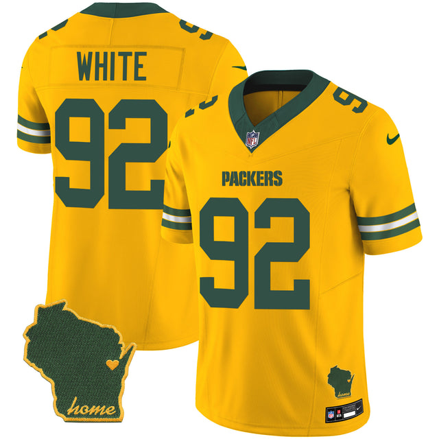 Men's Packers Home Patch Vapor Jersey V2 - All Stitched - Gold - Reggie White — view 1