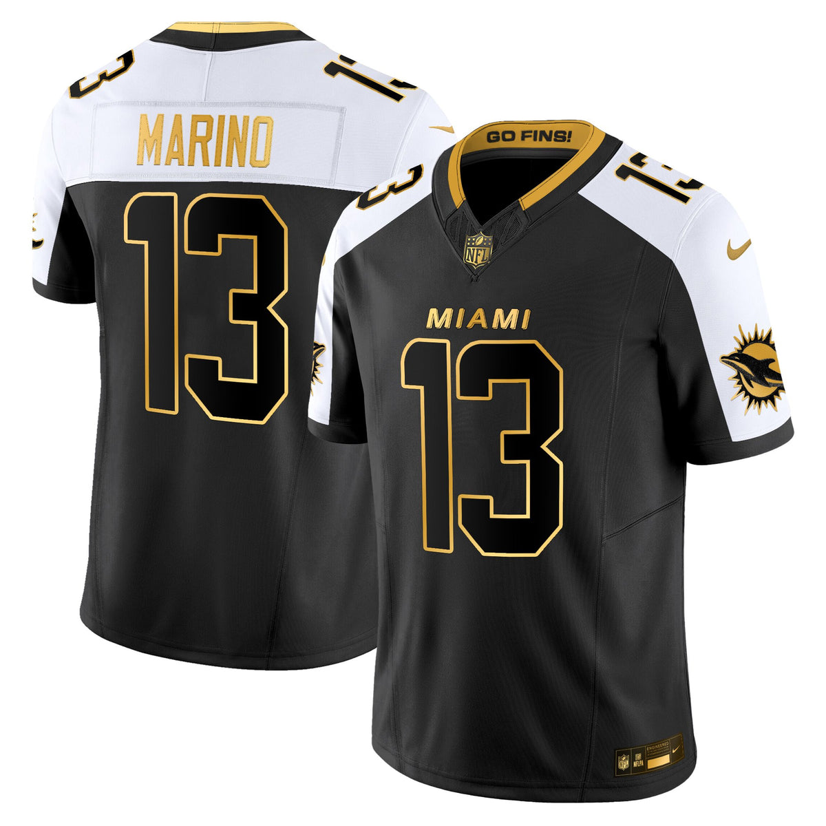 Men's Miami Dolphins 2025 Rivalries Gold Vapor Limited Jersey - All Stitched - Alternate - Dan Marino — view 1
