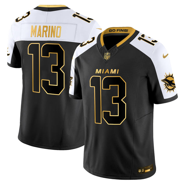 Men's Miami Dolphins 2025 Rivalries Gold Vapor Limited Jersey - All Stitched - Alternate - Dan Marino — view 1