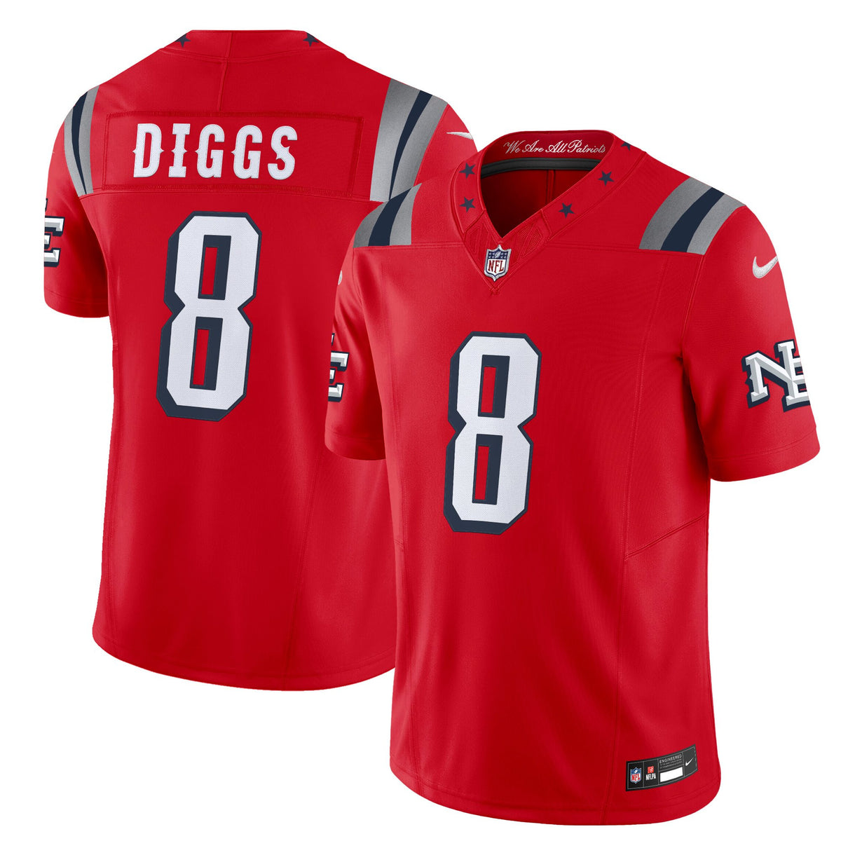 Men's New England Patriots 2025 Rivalries Vapor Limited Jersey - All Stitched - Red - Stefon Diggs — view 1