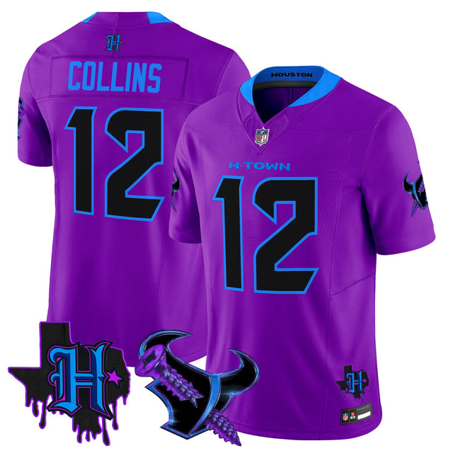 Men's Houston Texans DJ Screw Vapor Limited Jersey - All Stitched - Purple - Nico Collins — view 1
