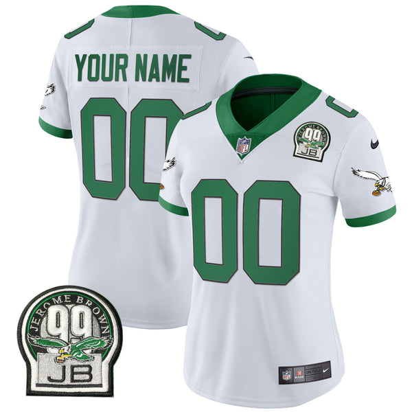 Eagles Jerome Brown Retired Patch Gold & Kelly Custom Jersey - All Stitched - Kelly White — view 1