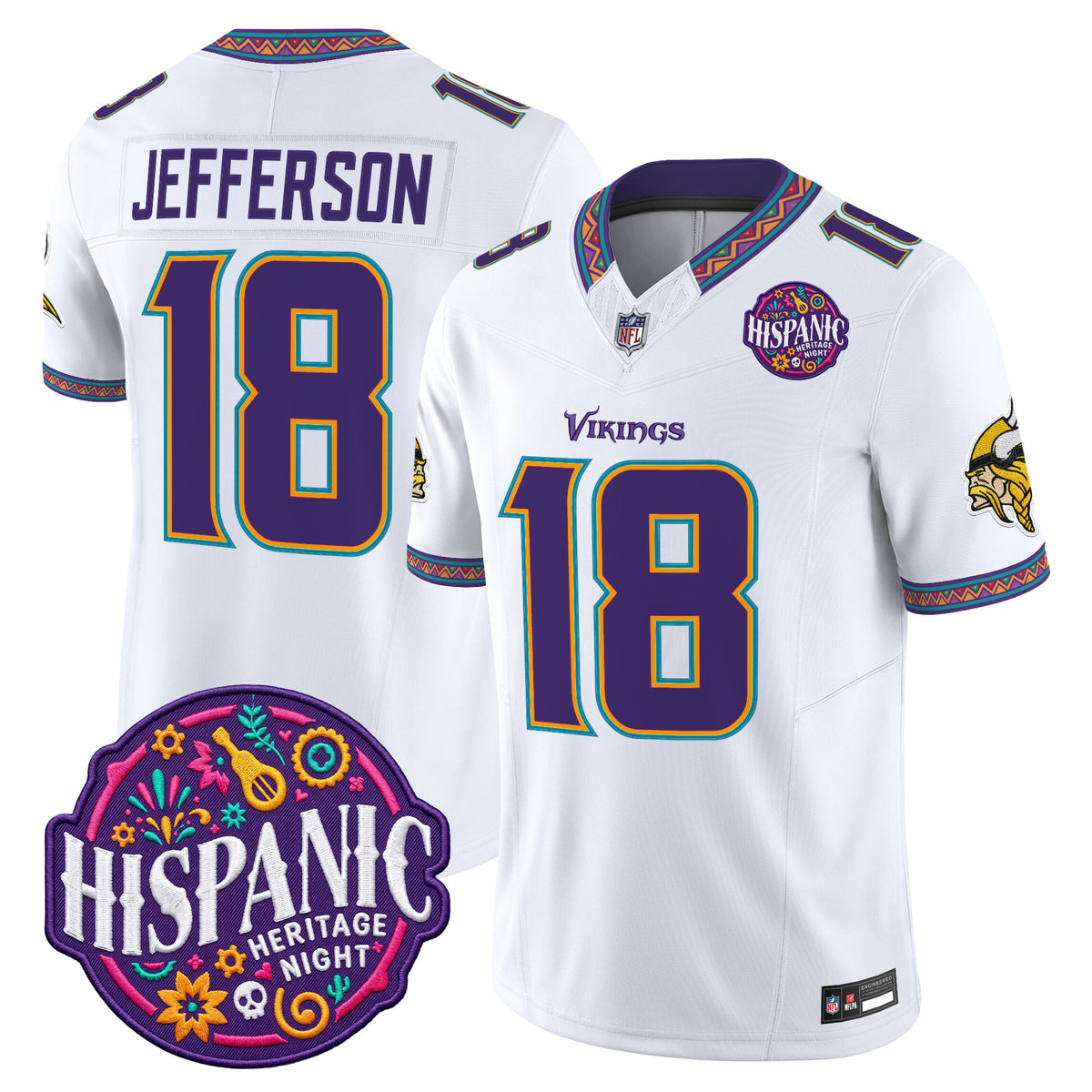 Men's Minnesota Vikings 2026 Latino Heritage Month Vapor Limited Jersey - All Stitched - White - Justin Jefferson — view 1