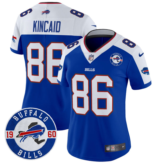 Women's Buffalo Bills 2024 Vapor Limited Jersey - Est. 1960 Patch - All Stitched - Royal Alternate - Dalton Kincaid — view 1