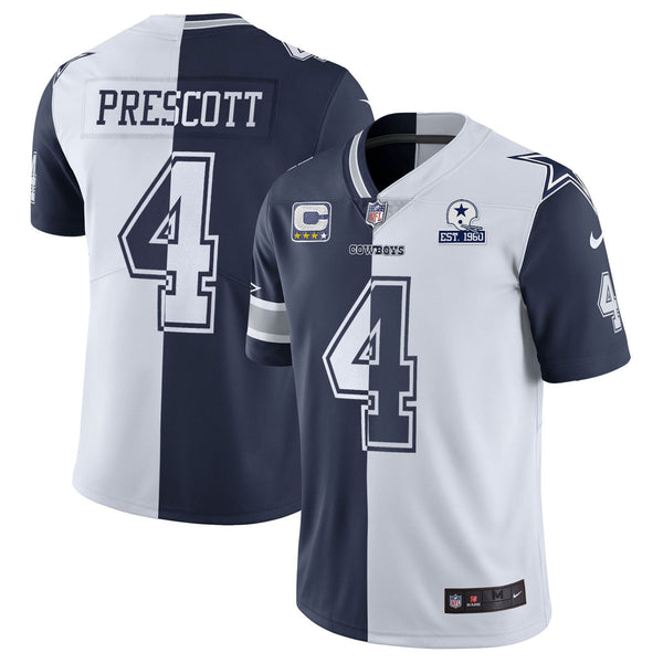Men's Cowboys Gold & Split Vapor Est 1960 Patch Jersey - All Stitched - Split - Dak Prescott — view 1