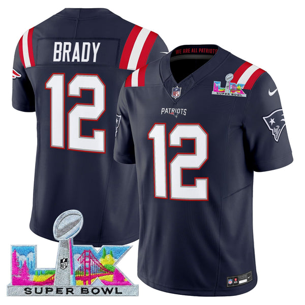 Men's New England Patriots Super Bowl LX Vapor Limited Jersey - All Stitched - Navy - Tom Brady — view 1