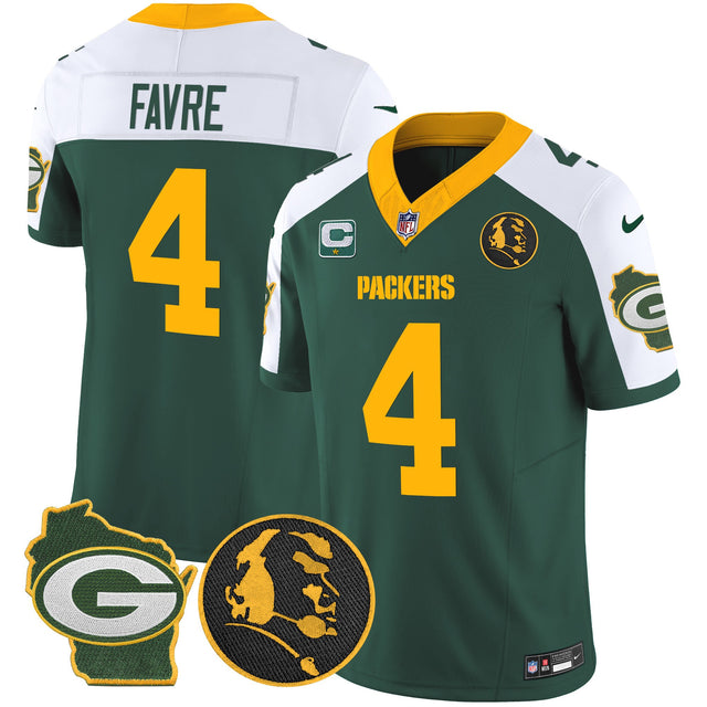 Men's Packers John Madden & Home Patch Vapor Limited Jersey - All Stitched - Green Alternate - Brett Favre — view 1