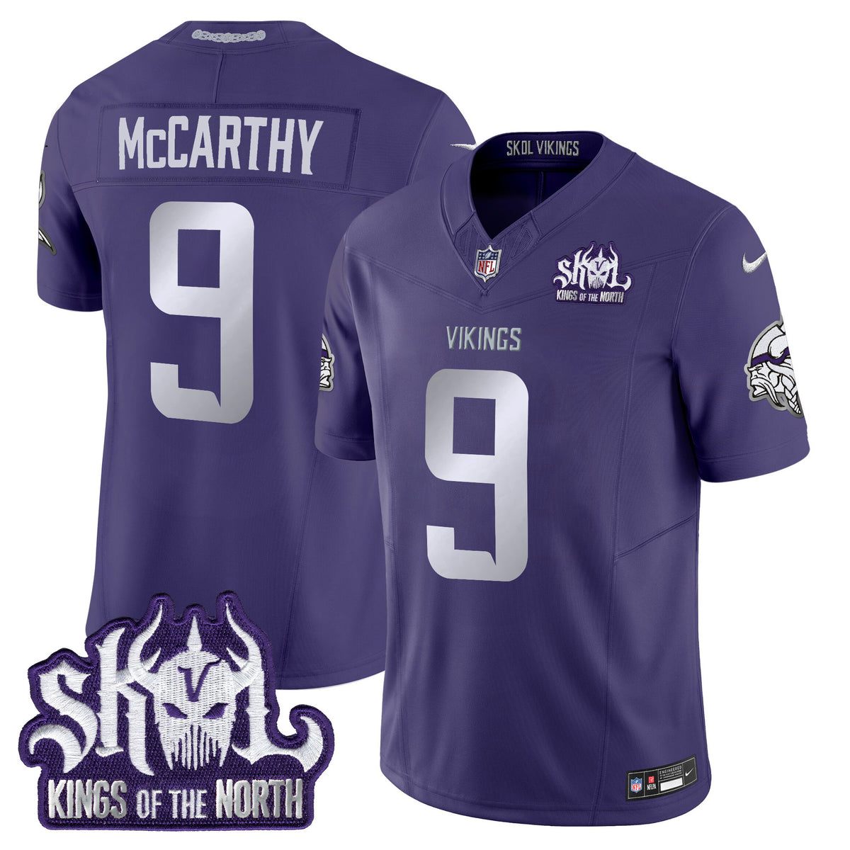 Men's Minnesota Vikings 2025 Winter Warrior Skol Patch Vapor Limited Jersey - All Stitched - Purple - J.J. McCarthy — view 1
