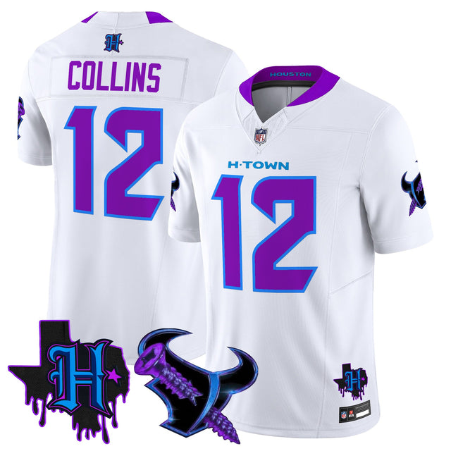 Men's Houston Texans DJ Screw Vapor Limited Jersey - All Stitched - White - Nico Collins — view 1