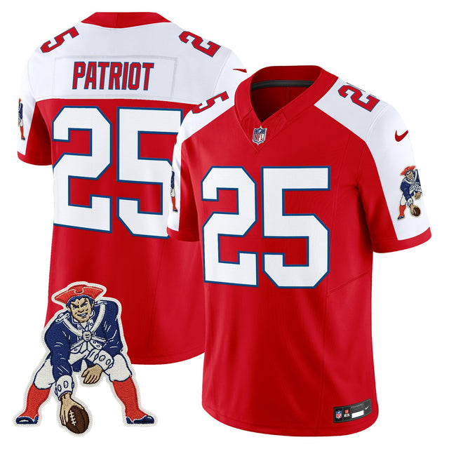 Men's New England Patriots Throwback Vapor Limited Jersey - All Stitched - Red Alternate - #25 Patriot — view 1