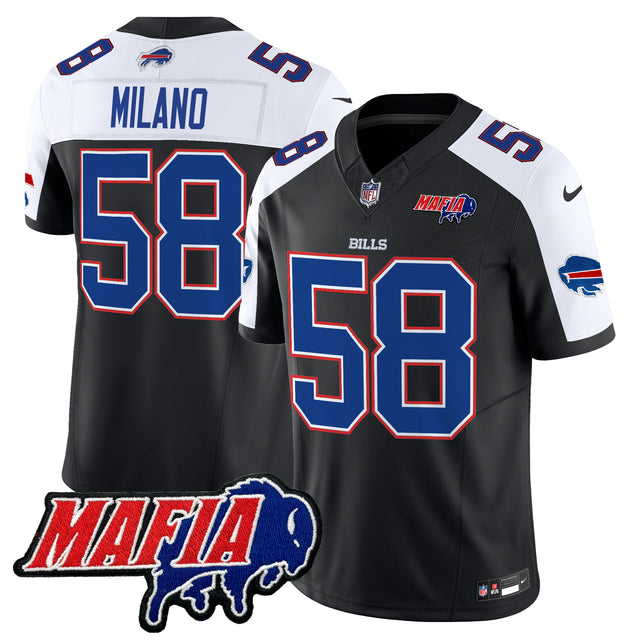 Men's Buffalo Bills 2025 Bills Mafia Patch Vapor Limited Jersey - All Stitched - Black Alternate - Matt Milano — view 1